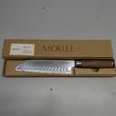 MOELLE Premium Teak Wood Damascus Santoku Knife 7 Blade - VG10 Japanese Damascus Steel 67 Layers, 60+ HRC - Danish Design Kitchen Knife with Elegant Gift Packaging