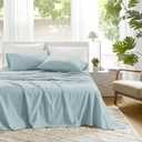 Comfort Spaces 100% Cotton Sheets Twin, Breathable, Soft Cotton Sheets, Naturally Cool Cotton Bed Sheets with 12" Elastic Pocket Fits up to 14" Mattress, All Season Sheet Set, Twin Light Blue 3 Piece