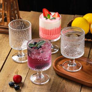 Hobnail Beverage Goblets, Set of 6, 8 oz Vintage Glassware for Wine, Juice, and Cocktails (6 SET)