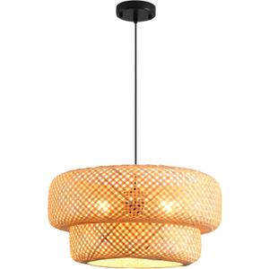 1-Pack Bamboo Pendant Light, Bohemian 18.12inch 3- Light Hand Woven Wicker Chandelier for Dining Room Living Room Bedroom Kitchen Farmhouse