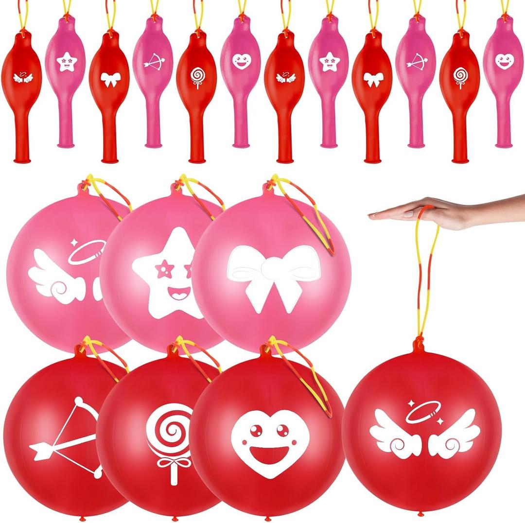 36 Pcs Red Pink Punching Balloon Heavy Duty Punch Balloon for Party Favors