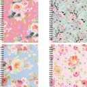Spiral Notebook 57 Inch, 4 Pack Small Writing Journals College Ruled Hardcover Floral Notebook for School Supplies Studio Girls Women, Inner Pocket, 80 Sheets/160 Pages, B6 Size