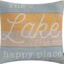 TRENDIN The Lake is My Happy Place Pillow Covers 18x18 Inch Farmhouse Lake Decoration for Home Decorative Pillow Cover for Couch Square PL1023TR (Yellow)