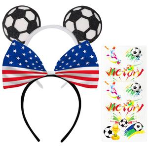 American Flag Bow Headband 4th of July Headband Soccer Hair Accessory Be Suitable for World Cup Party Supplies Women Decoration