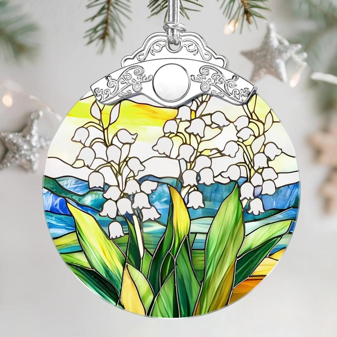 Christmas Ornaments: Stained Glass Ornament, Birth Flower Ornament, Christmas Tree Ornaments & Xmas Tree Decorations Exquisite Holiday Decor, Birth Flower Gifts Perfect Holiday & Xmas Gifts - May