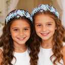 Campsis Blue Flower Girls Headpiece Floral Princess Hair Bands Crystal Hair Accessories for Women and Girls