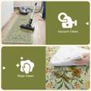 Collive Green Kitchen Mats for Floor, Cushioned Anti Fatigue Mat Non Skid Waterproof Kitchen Rugs Set of 2, Beige Vintage Comfort Standing Desk Rug for Office, Sink, Laundry, 17"x30"+17"x59"