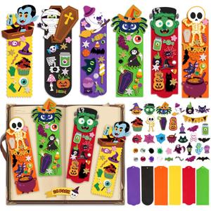 OCHIDO 24 Sets Halloween Crafts for Kids, DIY Halloweens Bookmarks, Halloween Arts and Crafts for Kids, Bookmarks Bulk for Holiday Decorations, Classroom Prizes, Goodie Bag Stuffers, Trick or Treat