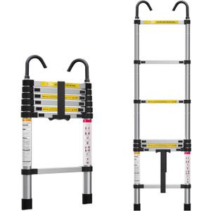 6.6ft Telescoping Ladder, Lightweight Collapsible Ladder with Hook, Aluminum Extension Ladders for Home, Folding Telescoping Ladder for RV, Attic, Daily Use at Home, 330 lbs