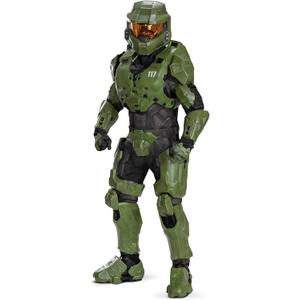 Disguise Halo Master Chief Costume for Kids, Official Halo Infinite Ultra Prestige Costume with Full Armor and Helmet, Child Size (10-12), Large (Green, M)