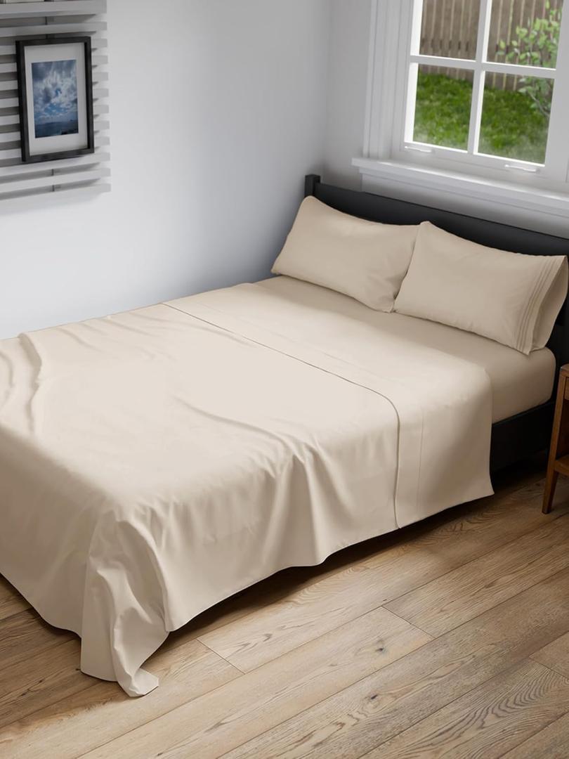 RV Short Queen Sheet Set 60 X 75 - 4 Piece RV Short Queen Bed Sheets - Soft, Breathable & Cooling - Designed for Bunks, Trailers & Campers - Fits 8 to 10" Mattress - Comfy Luxury Bedding