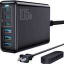 105W USB C Fast Charger, 6-Port Desktop GaN USB Charging Station Hub, USB C Charger Block Wall Charger for iPhone 17/16/15/14/13/12/11, iPad, Samsung and More (Cable Organizer Included)