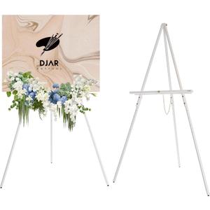 DJAR 63" Wooden Easel Stand for Sign, Dual-use Adjustable Height, Wood Floor Display Easel for Wedding, Welcome Board, Poster, Picture, Photo- White (1pc)