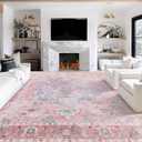 Sofrug 9x12 Area Rug - Medallion Honeycomb Non Slip Backing Area Rugs Ocean Pink Mixed Faux Wool Foldable Foldable & Machine Washable Area Rugs for Living Room Bedroom Dining Room Home Office
