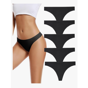 voenxe Seamless Women Underwear Thongs,No Show Ladies Thong,No Line Workout Breathable Comfortable Panties,Soft Undies,5-Pack, S