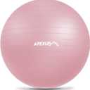 APEXUP Yoga Ball Exercise Ball Anti Slip Heavy Duty for Fitness, Balance & Core Workout (M (19"~22) 55cm, Pink)