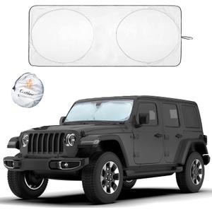 EcoNour Jeep Windshield Sunshade | Sun Visor for UV Rays & Heat Protection | Suitable for Wrangler, Gladiator | Jeep Accessories for Wrangler | X-Small - 60x21 Inches