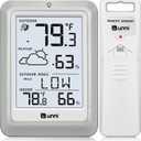 Indoor Outdoor Thermometer Hygrometer Wireless Weather Station, Temperature Humidity Monitor Battery Powered Inside Outside Thermometers with 330ft Range Remote Sensor and Backlight Display (White+Grey)