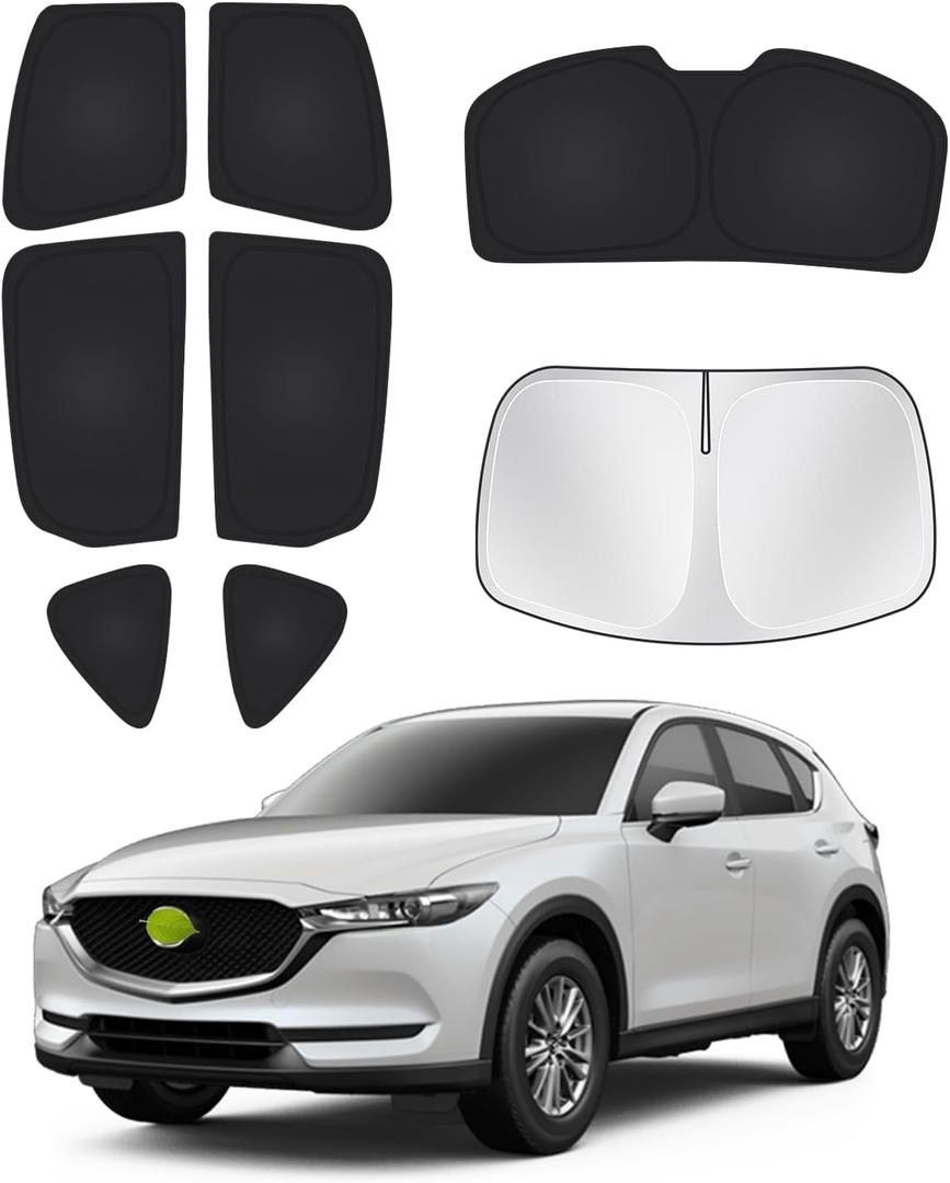 Canvcle Windshield Sunshade for Mazda CX-5 2017-2025 2026 CX5 Accessories Side Rear Window Shade Cover Kit Window Sun Blocker Privacy Protection Keep Vehicle Cool Black 8PCS