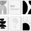 Minimalist Boho Wall Art LIYAOLI Abstract Geometric UnFramed Wall Decor Boho Room Decor Black and White Boho Wall Art Prints Line Art Canvas Painting Mid Century Modern Prints Bohemian Posters Posters for Bedroom Kitchen Living Room Office Home Decor Set of 6pcs,(8x10in UnFramed) (Black Art)