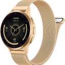 18mm Metal Band Compatible for Garmin Vivoactive 5/6/4S/3 Watch Bands, Soft Stainless Steel Mesh Strap for Garmin Venu 3S/Venu 2S/Sq Watch Band, Forerunner 55/245/255S/265S Watch Band Women Men (Rose Gold, 18mm)