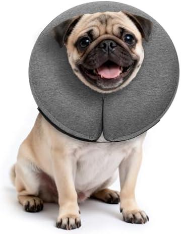 MIDOG Inflatable Dog Cone Collar – Soft Dog Cone Alternative After Surgery, Comfortable Recovery Neck Donut ECollar for Dogs and Cats to Stop Licking & Vision-Friendly (Grey,M)