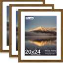 20X24 Poster Frame, Display Pictures 16X20 with Mat or 20X24 Without, Wall Hanging Frames, Rustic Brown, 3 Pack