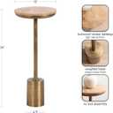 Kate and Laurel Xyler Modern Round Wood and Metal Drink Table, 10 x 10 x 24, Burlwood and Antique Brass, Transitional Pedestal Table for Use as Indoor Plant Stand or Living Room Decor Accent