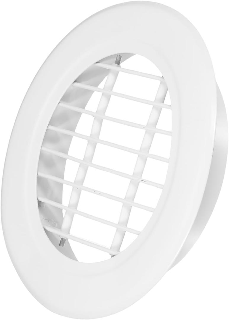 PATIKIL 10" Round Air Vent, Single Louver Grille Cover Aluminum Alloy Soffit Vent HVAC Ventilation for Ceiling Wall Roofing Bathroom Kitchen Garage Duct Shed Garage, White