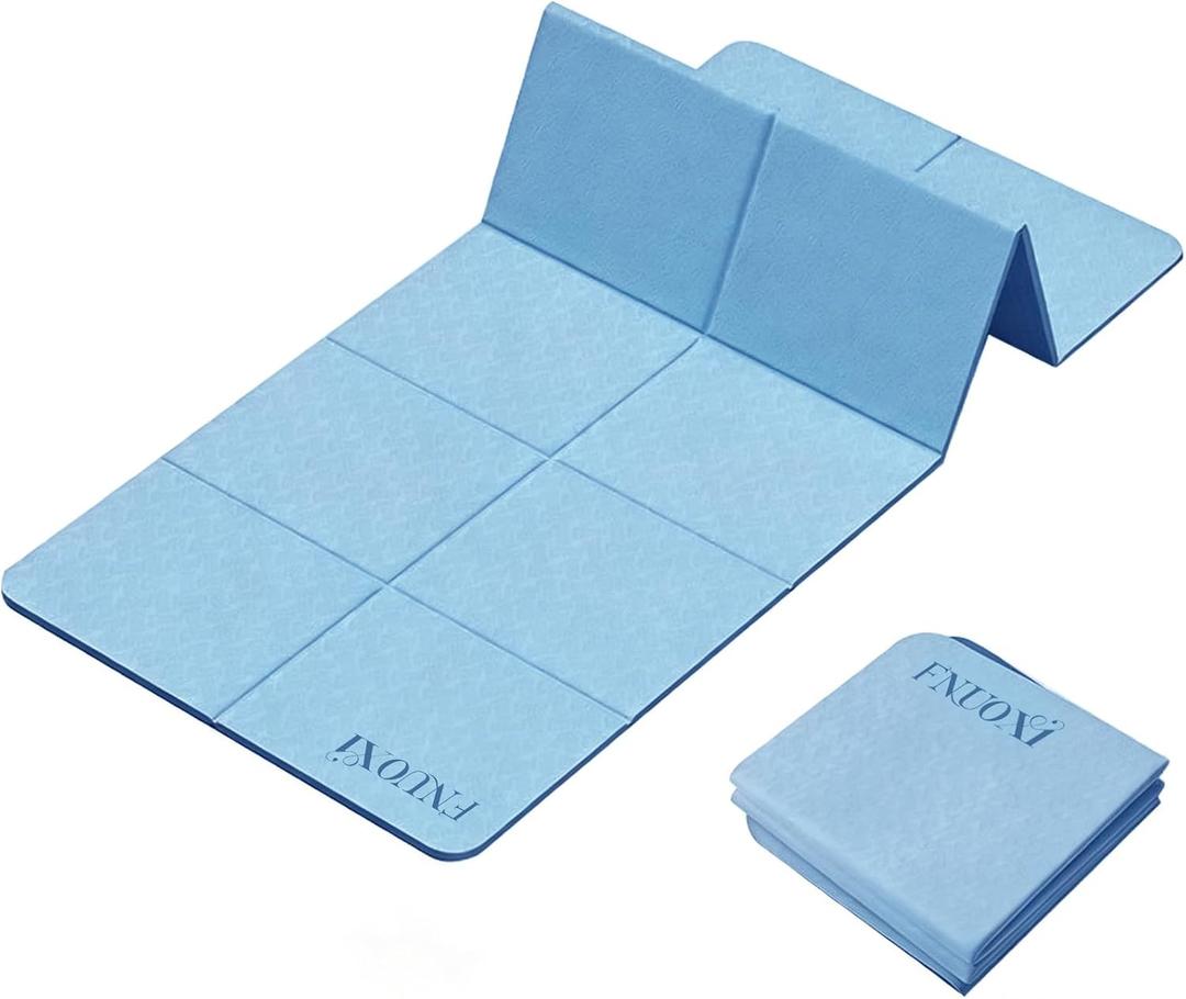 Foldable Extra Wide Yoga Mat 72"x31.5"x8mm, Double-Sided Non Slip w/Bag