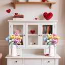 Bucherry 12 Pcs Conversation Hearts Decorations Valentine's Glitter Candy Heart Picks with Ribbon Heart Tree Pick for Home Romantic Farmhouse Decor Wedding Anniversary Birthday Party Supplies