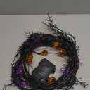 6 Ft 54 LED Halloween Willow Vine Twig Decor Garland with 8 Modes Timer 9 Pumpkins 9 Bats Waterproof Battery Operated Scary Halloween Decorations for Home Wall Mantle Fireplace Decor