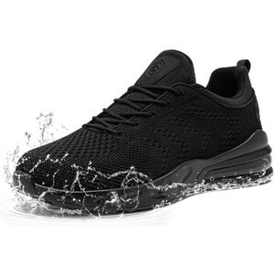 LARNMERN Slip Resistant Womens Slip On Shoes Work Non Slip Sneakers Walking Water Zapatillas Zapatos Trabajo Food Service Chef Kitchen (10, Black)