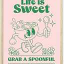 Palettes and Prints Framed Retro Wall Art, Pink and Green Cute Posters, Room Aesthetic, 70 Room Decor, 12x16 Framed