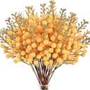 HOHOTIME 36Pcs Fall Glitter Berries Stems, Orange 9.5 Inch Artificial Christmas Tree Picks for Autumn Tree Decorations Ornaments DIY Crafts Vases Holiday Wedding Home Xmas Decor