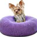 Fluffy Purple Dog Bed Extra Small Washable,Calming Dog Bed Princess for Small Dogs 15 inches Donut Soft Small Pet Bed,Anti Anxiety Round Fits up to 5 lbs Warm Comfort Pets Beds for Puppy Dogs Indoor