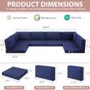14-Piece Patio Furniture Cushions Set, Replacement Outdoor Cushions for 6-Seat Patio Sectional, Waterproof & Fade Resistant Deep Seat Cushion for Outdoor Sofa, Navy Blue