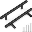 3-3/4" (96mm) Cabinet Handles 10 Pack - Matte Black Stainless Steel Cabinet Pulls and Knobs for Kitchen Cabinets, Drawers Solid Construction Cabinet Hardware Black Drawer Pulls