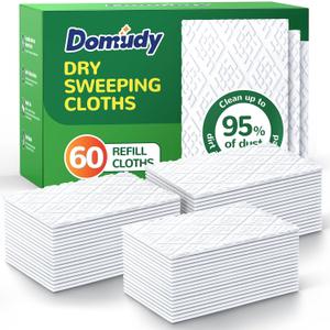 60 Count Dry Sweeping Cloths Refills for Swiffer Sweep + Mop, 4X Clean Power Sweeper Mop Pads to Clean Hair, Dirt, Dust, Disposable Unscented Dry Cloths Refills for Mopping Home, Bathroom, Kitchen