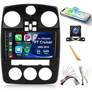 2+64G- for Chrysler PT Cruiser 2005-2010 Car Radio with Wireless Carplay/Android Auto,Android Car Stereo 9 Inch Touch Screen GPS Navigation WiFi Bluetooth FM/RDS Mirror Link SWC Backup Camera
