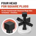 Ximoon 6 Way Cleanout Plug Wrench Replacement for Pasco J40042 Plumbing Wrench, Heavy Duty Iron Countersunk Clean Out Plugs Drum Traps Plumbing Tool - Black