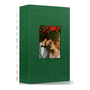 Photo Album 4x6 with 300 Pockets,Slip-in Picture Albums,Linen Cover Memory Book with Front Window,White Page Vertical Photo Book for Wedding,Family,Anniversare,Baby,Vacation
