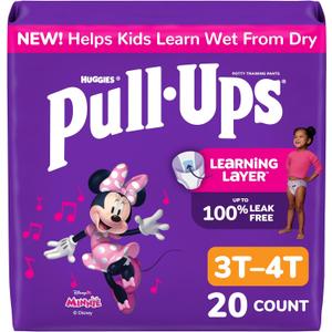 Pull-Ups Girls' Potty Training Pants, Size 3T-4T Training Underwear (32-40 lbs), 20 Count
