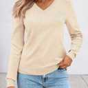 LILLUSORY V Neck Lightweight Sweaters for Women 2025 Fall Outfits Long Sleeve Knit Pullover Tops Trendy Fashion (L)