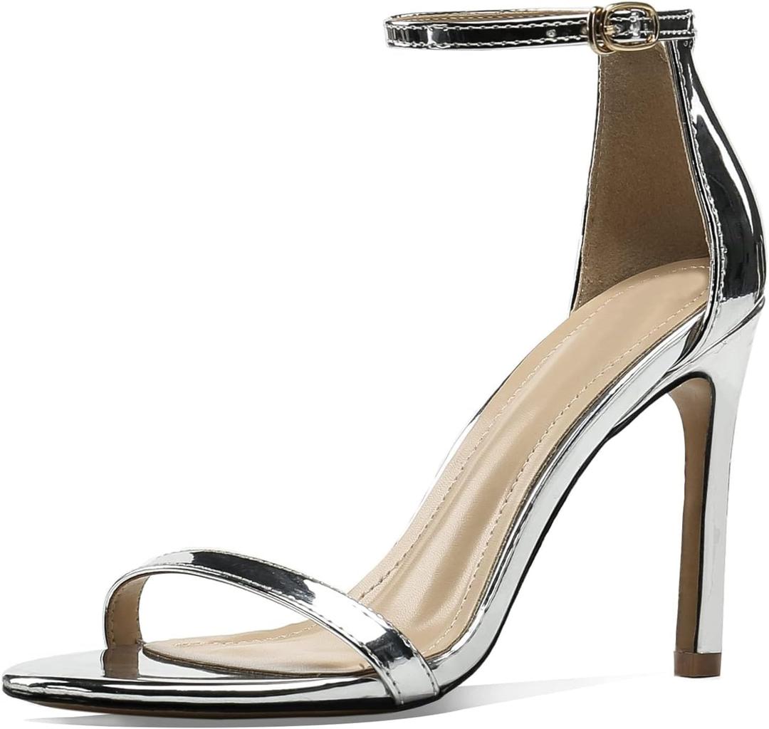 perixir Strappy Heels for Women High Stiletto Heels Sexy Prom Dressy Sandals Ankle Strap Heels Dainty Rope Stiletto Heel (7.5)