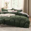 Bedsure Olive Green Duvet Cover Queen Size - 3 Pieces Prewashed Extra Soft Bedding Set, Includes 1 Duvet Cover 90x90 Inches with Zipper Closure & 2 Pillow Shams, Comforter Not Included (Queen (90" x 90"), 03 - Olive Green (No Comforter))