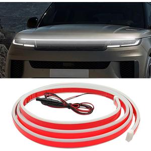 71 Inch Exterior Car LED Hood Light Strip, Flexible Waterproof Dynamic Scan Start Up Hoodbeam Lights, Universal 12V Bright Daytime Running Light Strip for Cars, SUVs, Trucks (White)