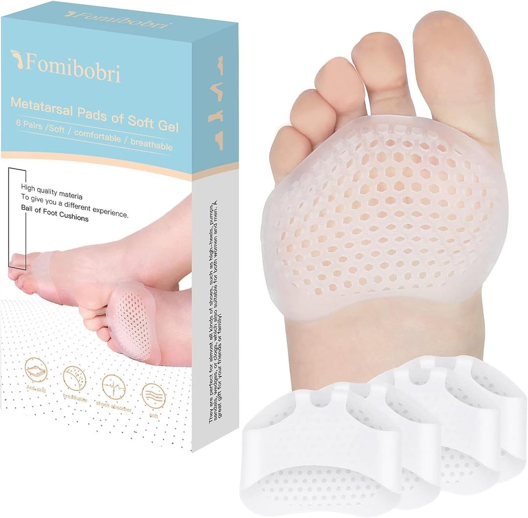 Metatarsal Pads 12 Pack Ball of Foot Cushions for Women and Men Soft Gel Foot Pads Pain Relief Forefoot Pad - Fits Most Shoes