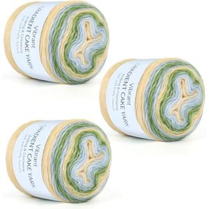 Aeelike Cake Yarn for Crocheting, 2 Skeins Gradient Yarn 100g (3.52 oz) 245m (267 Yards) Soft Ombré Yarns Fairyland Yarns Rainbow for Making Colorful Crafts, Mint Green Gradient, 2-Pack