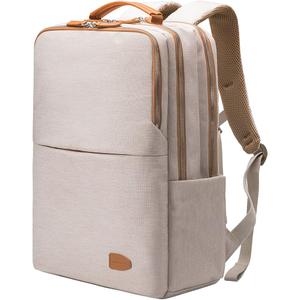 NOBLEMAN Best Laptop Backpack for Women, Professional Adult Office Commuter Womens Computer Backpack, Luxury Lightweight Carry on Travel Personal Item Bag For Airlines Fits 16 Laptop (Beige Plus)